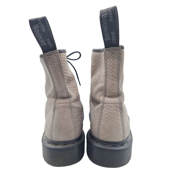 Dr Doc Martens 1460 Textured Snake-Embossed 8 Eye Combat Moto Boots - Picture 8 of 12